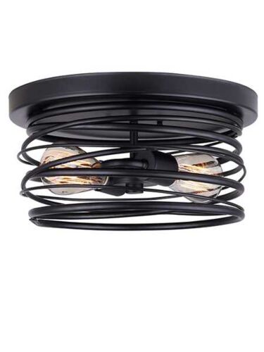 canarm ryland ifm411b14bk 2-light black ceiling light