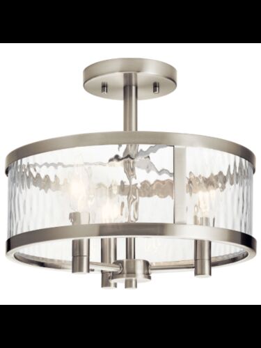 Kichler 38214 3-Lights Brushed Nickel 60W Semi-Flush Mount Ceiling Light